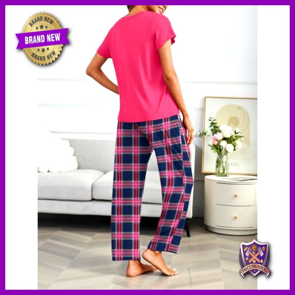 Large Soft Polyester Pajama Set with Pockets 2-Pack Sleepwear Lounge - Picture 6 of 7